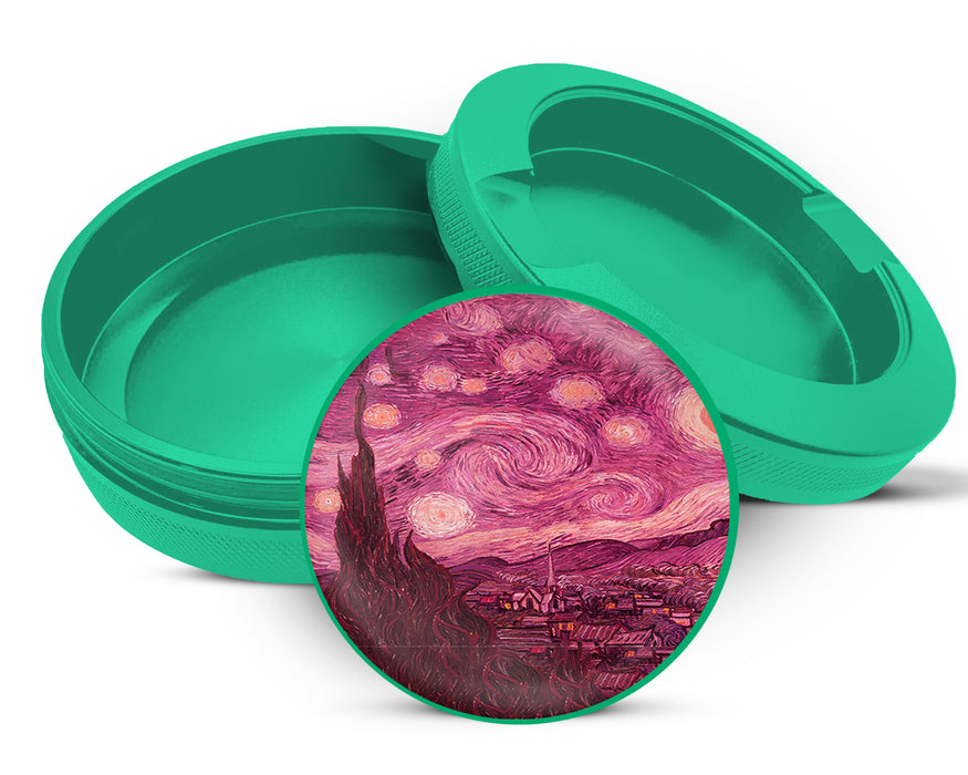 Green Pink Starry Night Vaporwave Van Gogh Art Snus Storage Case