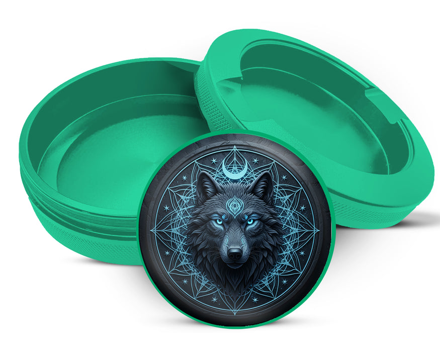 Green Mystic Lunar Wolf Sigil Snus Storage Case