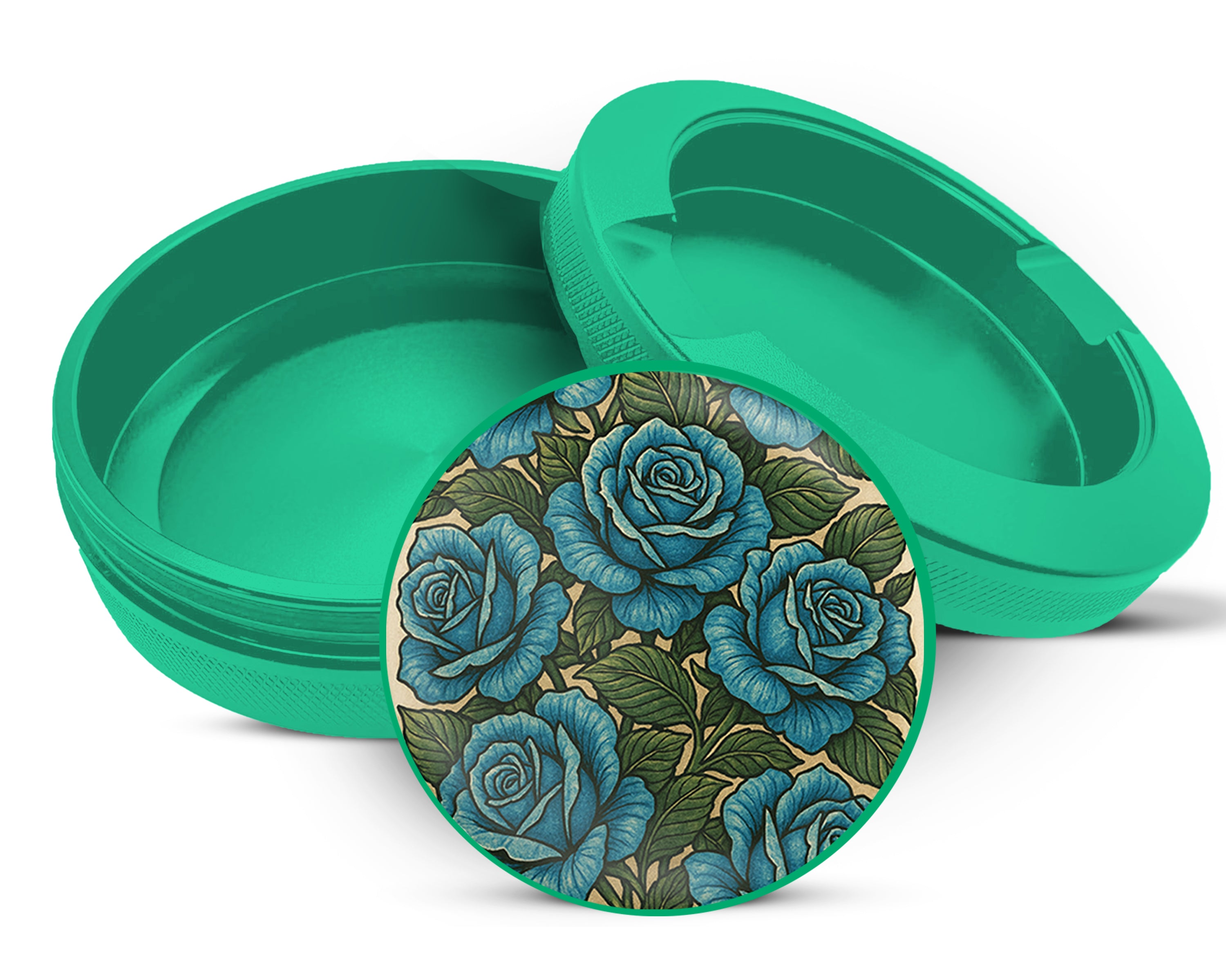 Green Blue Vintage Rose Pattern Traditional Style Snus Storage Case