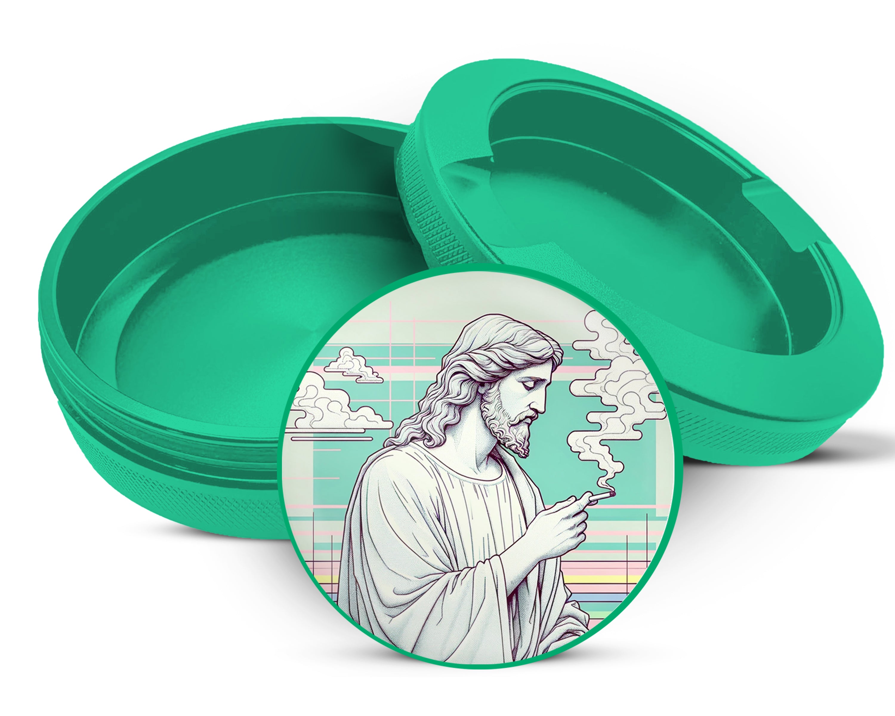 Green Jesus With Cig Vaporwave Snus Storage Case