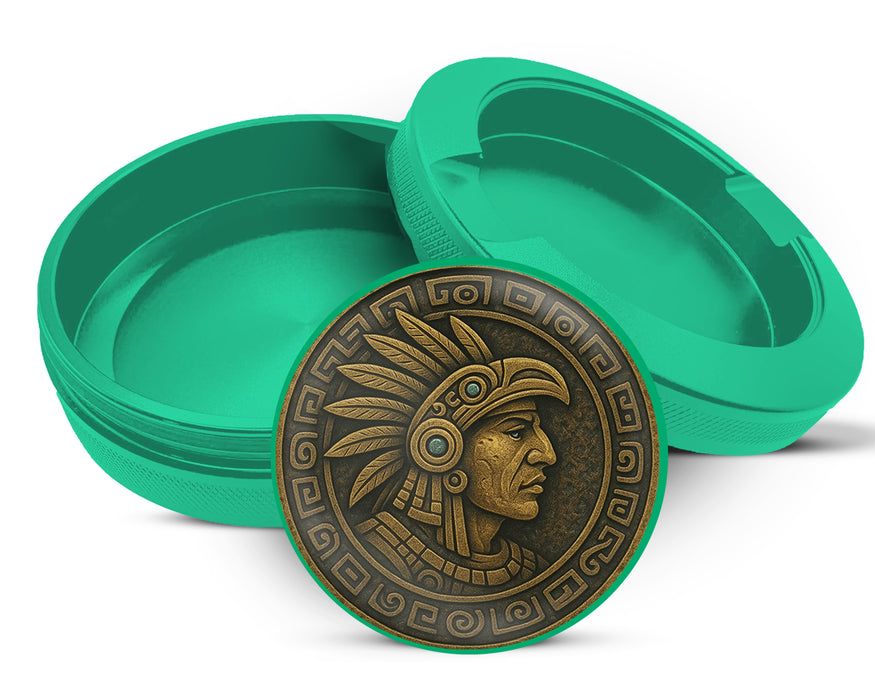 Green Ancient Mayan Warrior Medallion Art Snus Storage Case