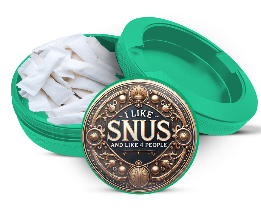 Green I Like Snus and 3 People Snus Storage Case