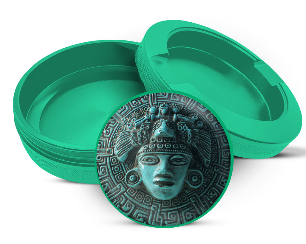 Green Aztec Turquoise Sun Mask Snus Storage Case