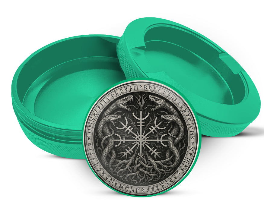 Green Runic Serpents Norse Sigil Snus Storage Case