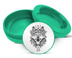 Green Native American Wolf Snus Storage Case