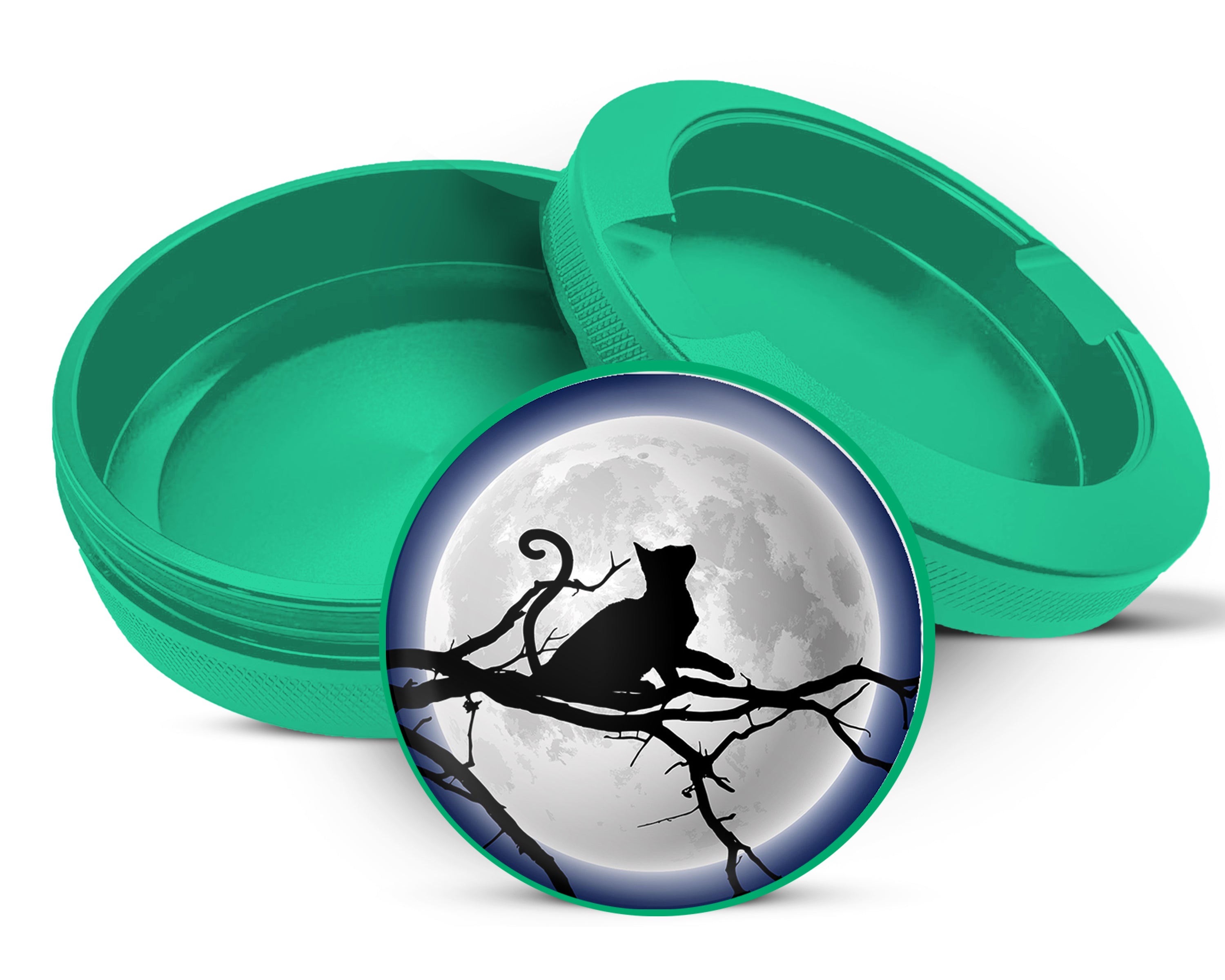Green Cat With Full Moon Grinder Snus Storage Case