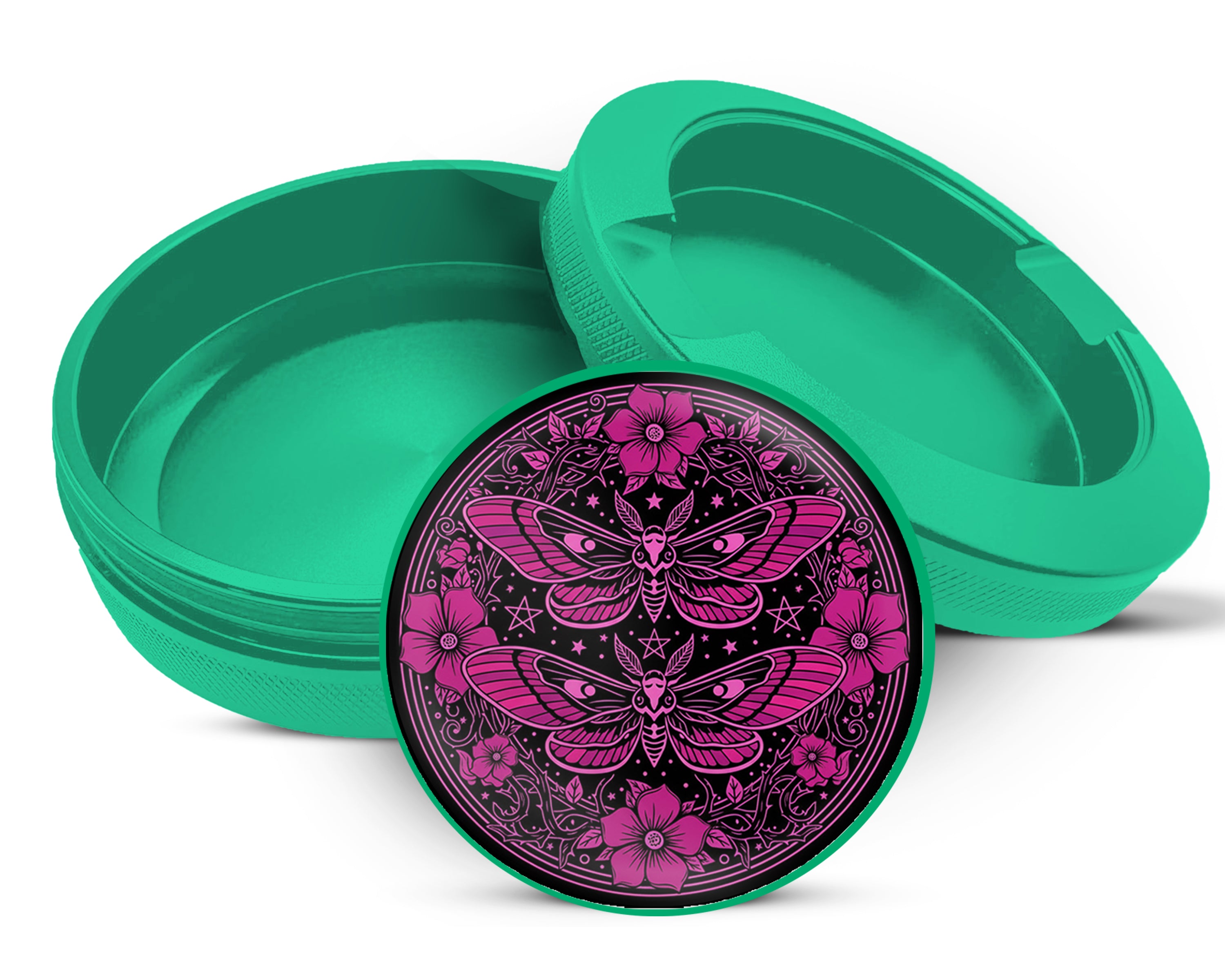 Green Gothic Moth Magic Mandala Snus Storage Case