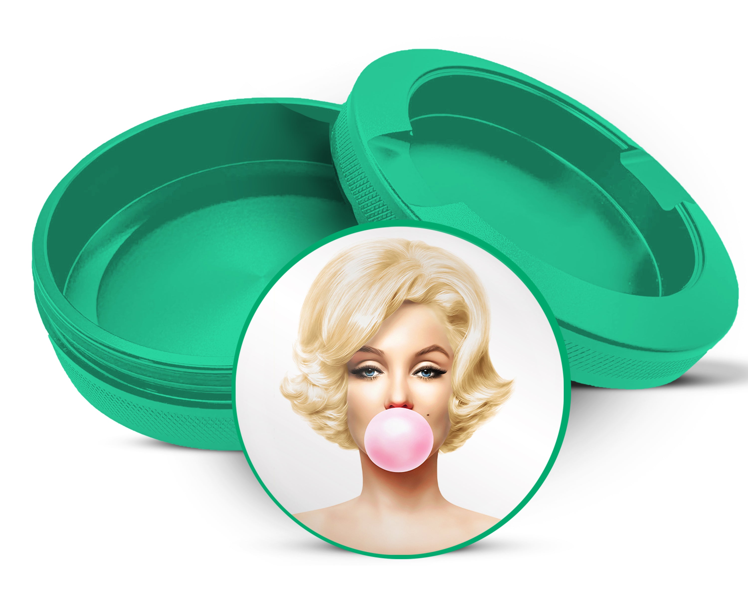 Green Marilyn Monroe with Pink Bubble Gum Snus Storage Case