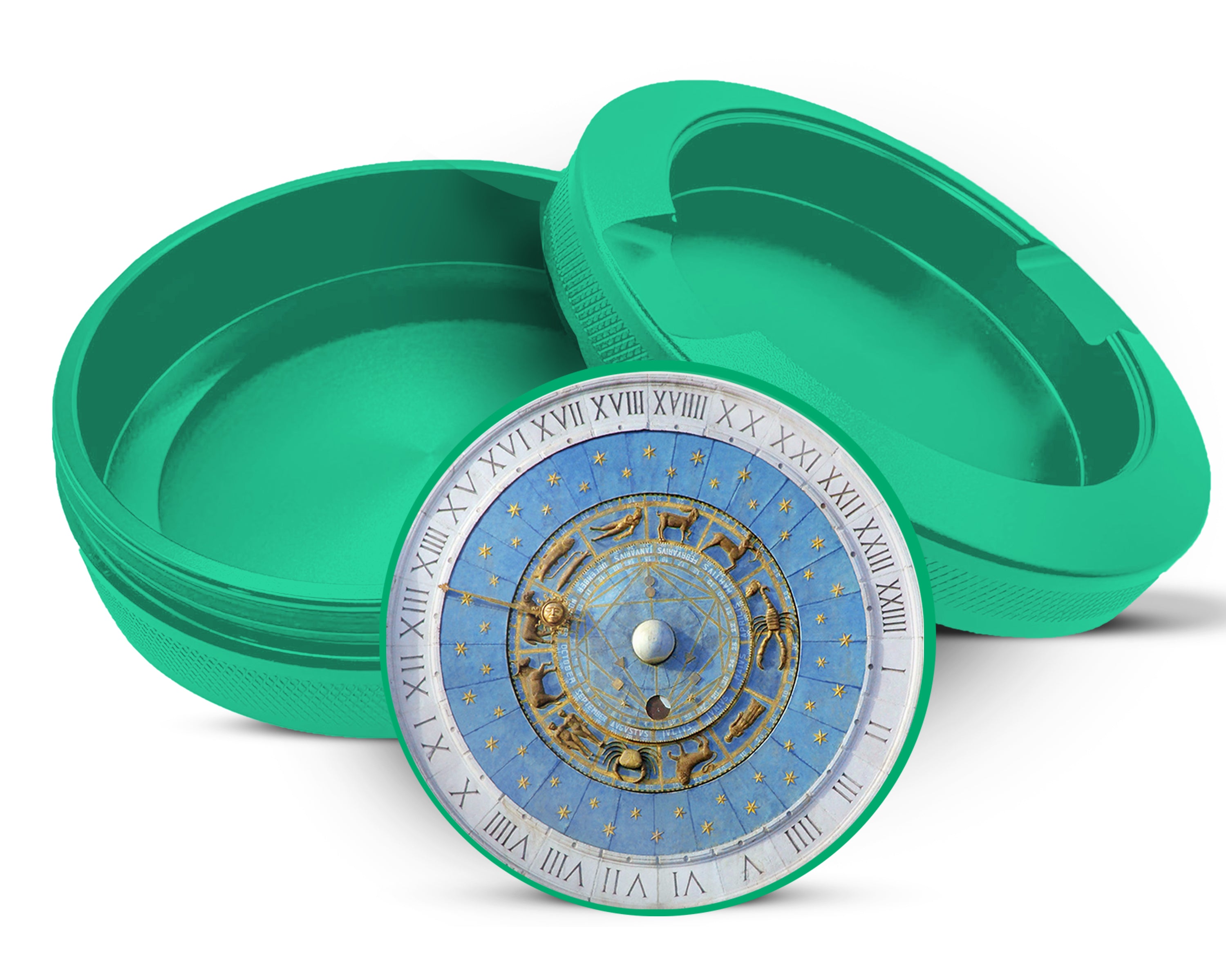 Green Astrological Zodiac Signs Clock Snus Storage Case