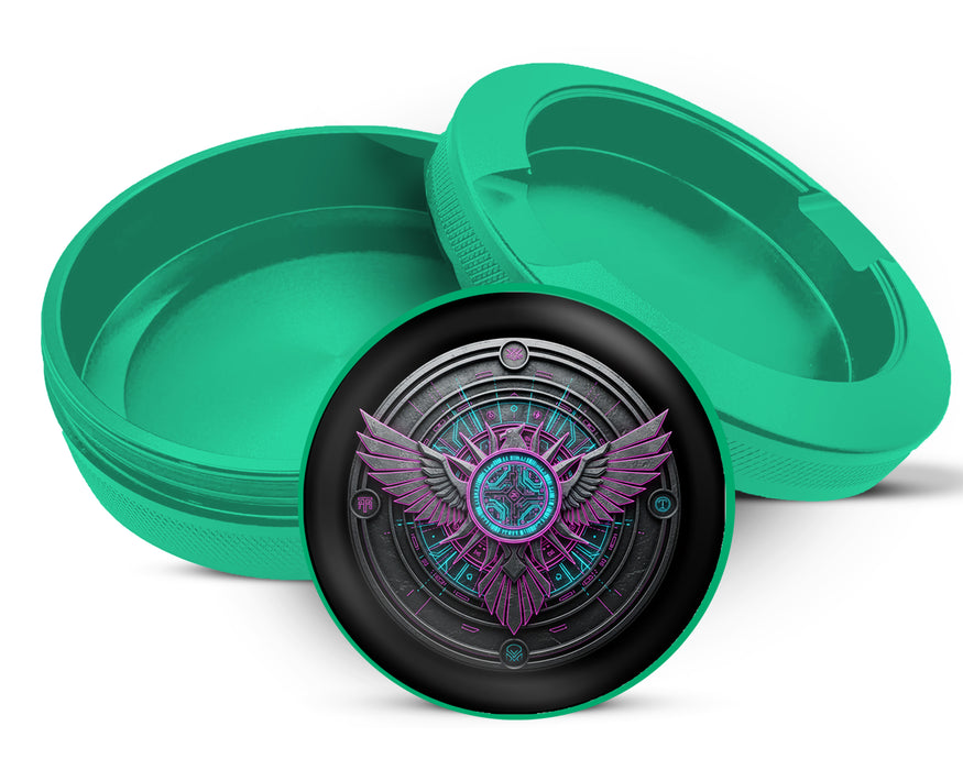 Green Cyberpunk Winged Circuit Emblem Snus Storage Case