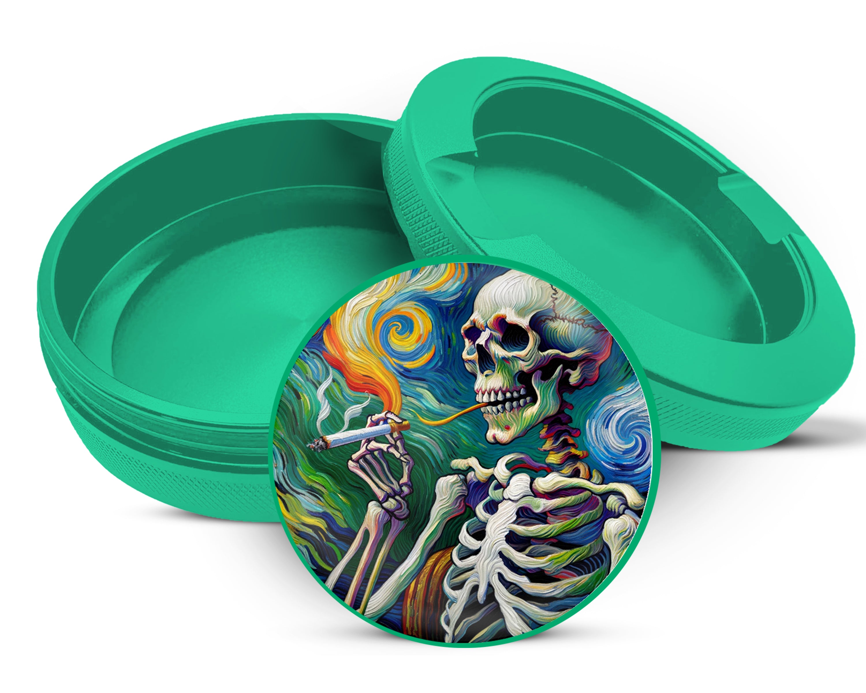 Green Skeleton Grinder Van Gogh Style Snus Storage Case