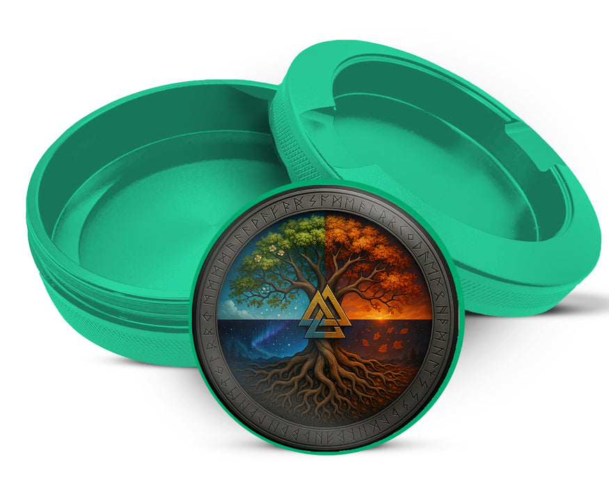 Green Valknut Tree of Seasons Snus Storage Case