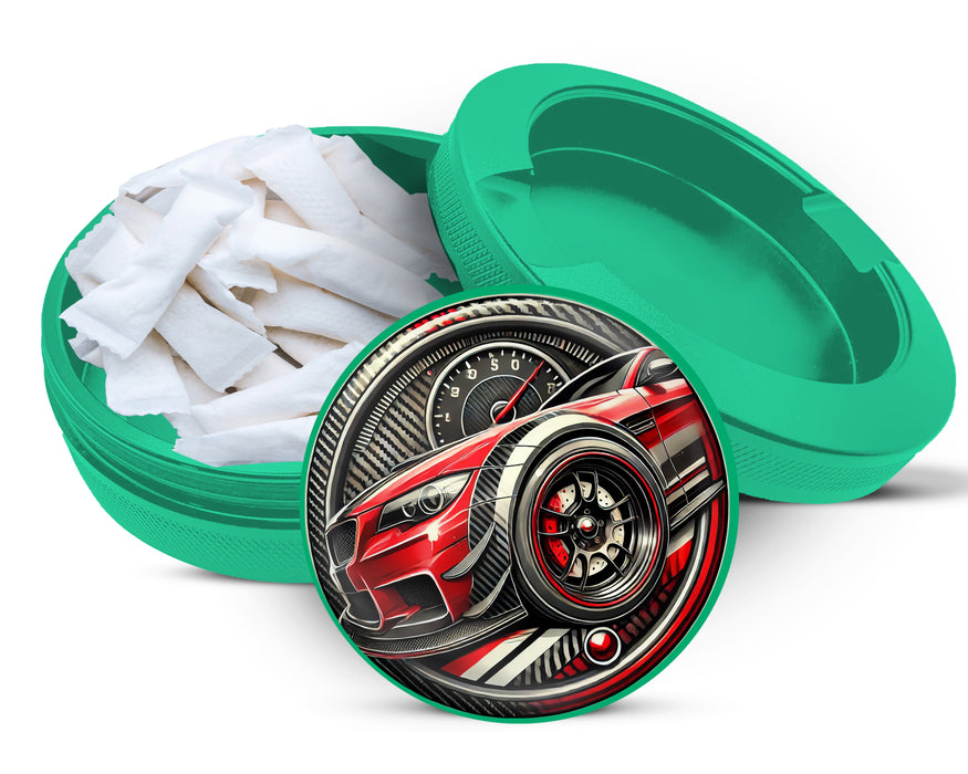 Green Racing Stripes Snus Storage Case