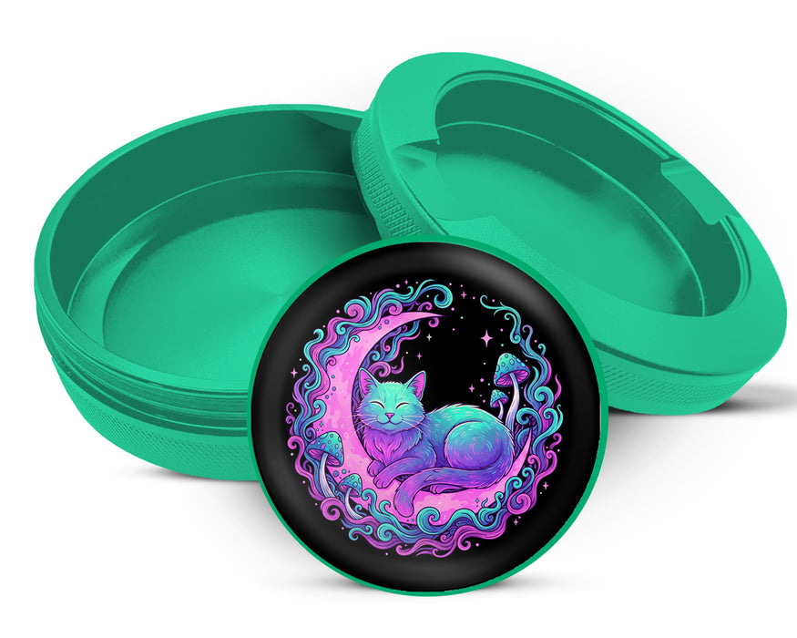 Green Psychedelic Moon Cat Dreams Snus Storage Case