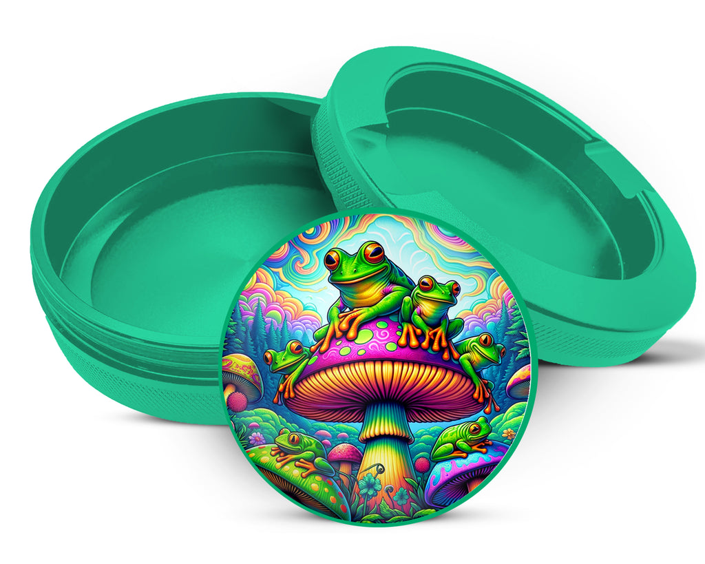 Green Trippy Mushroom Frog Snus Storage Case