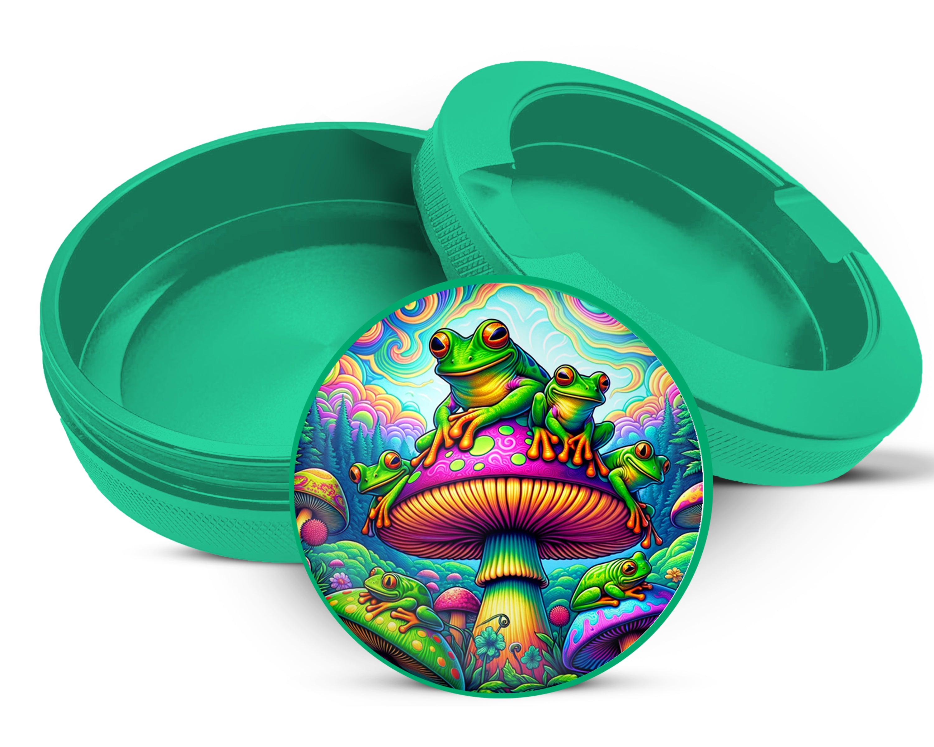 Green Trippy Mushroom Frog Snus Storage Case