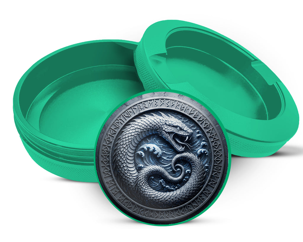 Green Oceanic Ouroboros Rune Circle Snus Storage Case