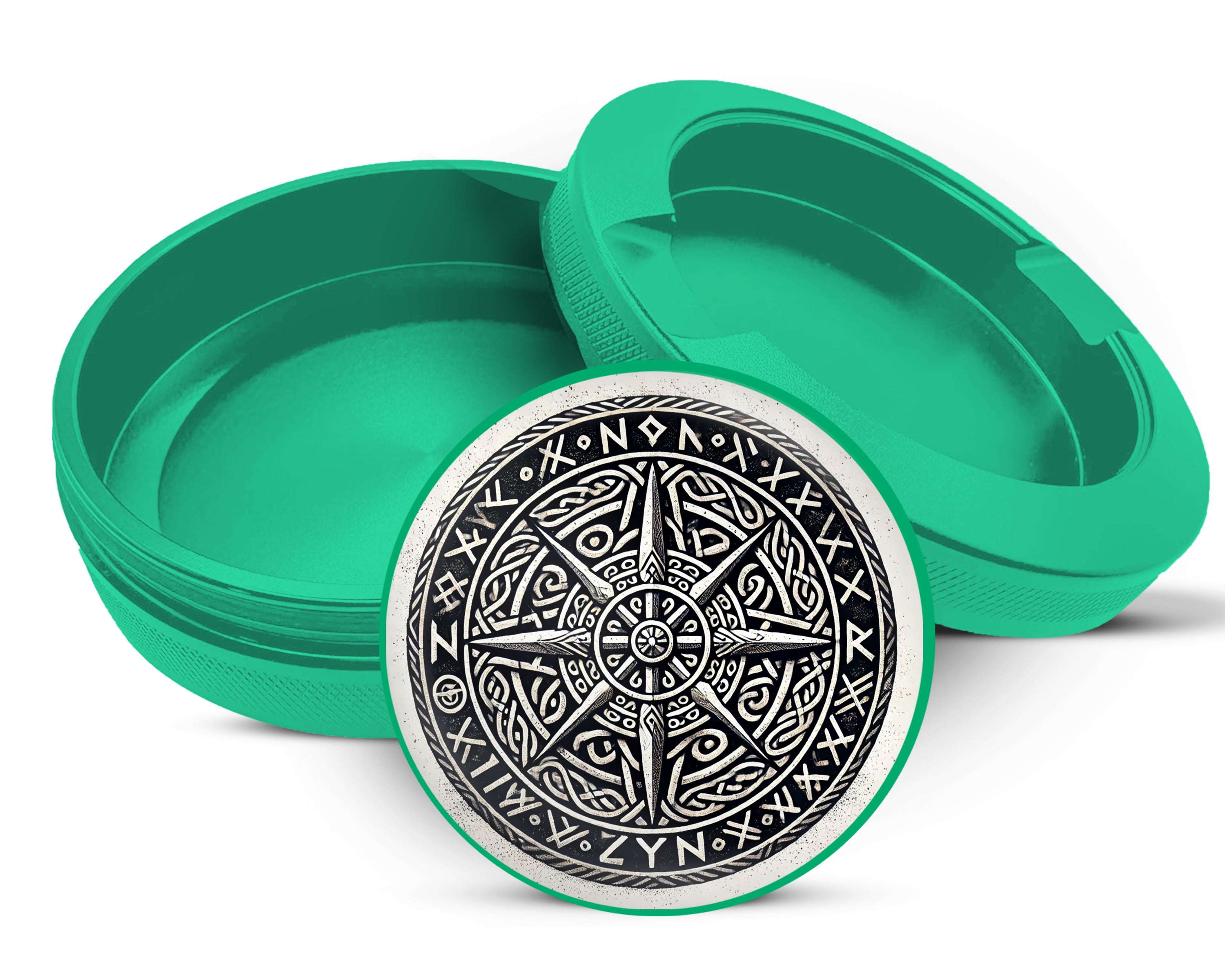 Green Nordic Compass Rune Emblem Snus Storage Case