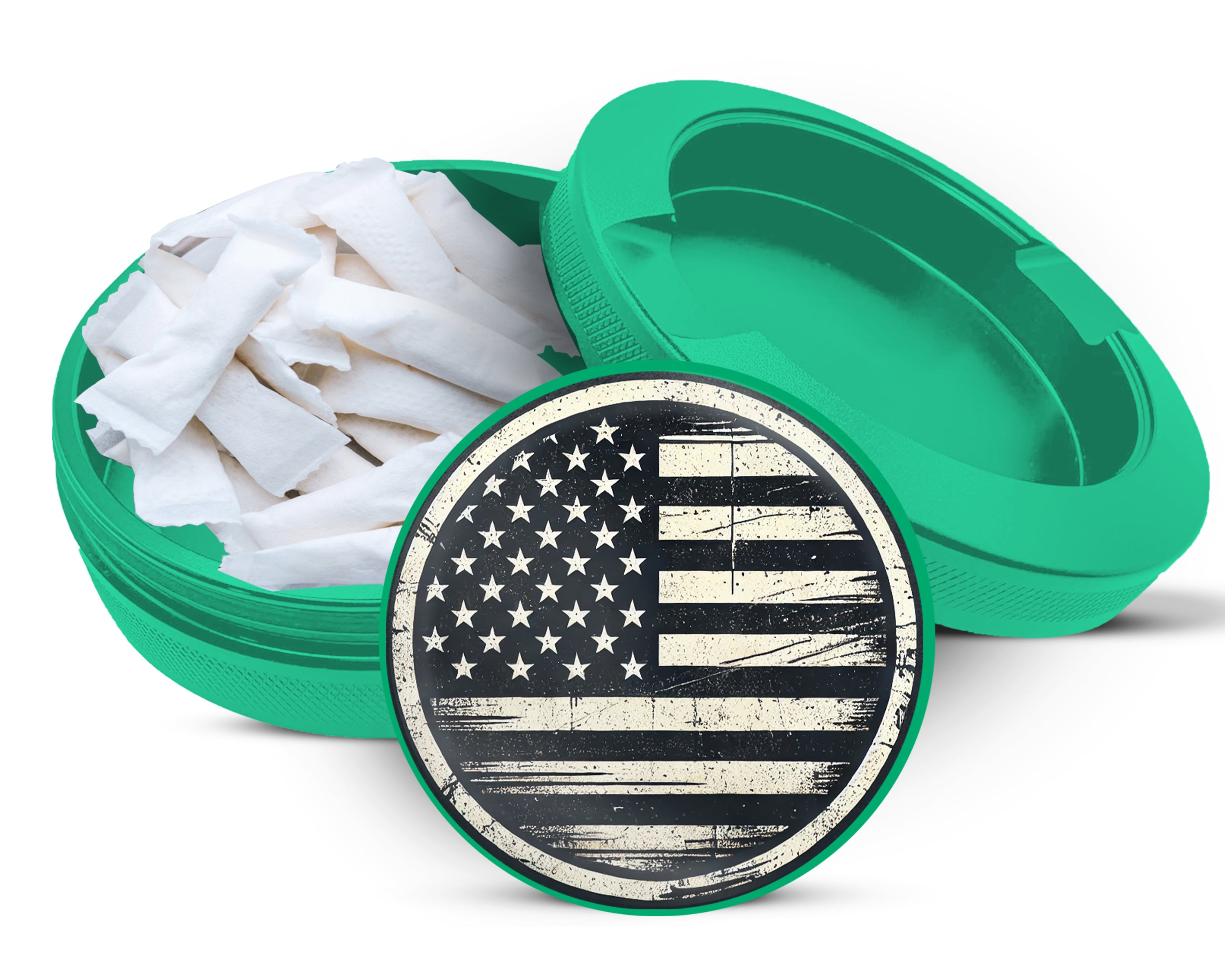 Green USA Flag American Flag Snus Storage Case