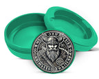 Green Viking Warrior Axe and Runes Snus Storage Case