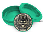 Green Biker Skull Snus Storage Case