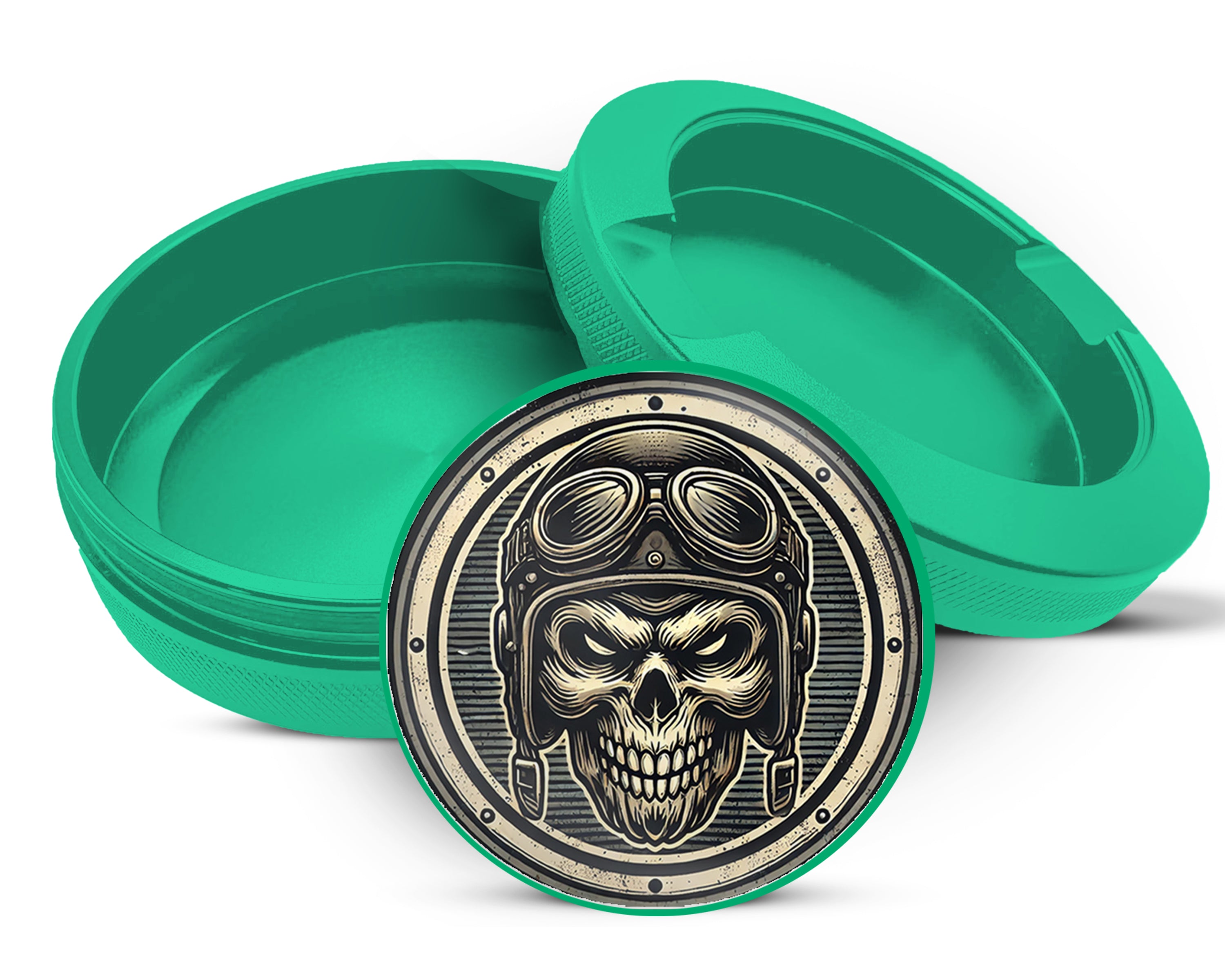 Green Biker Skull Snus Storage Case