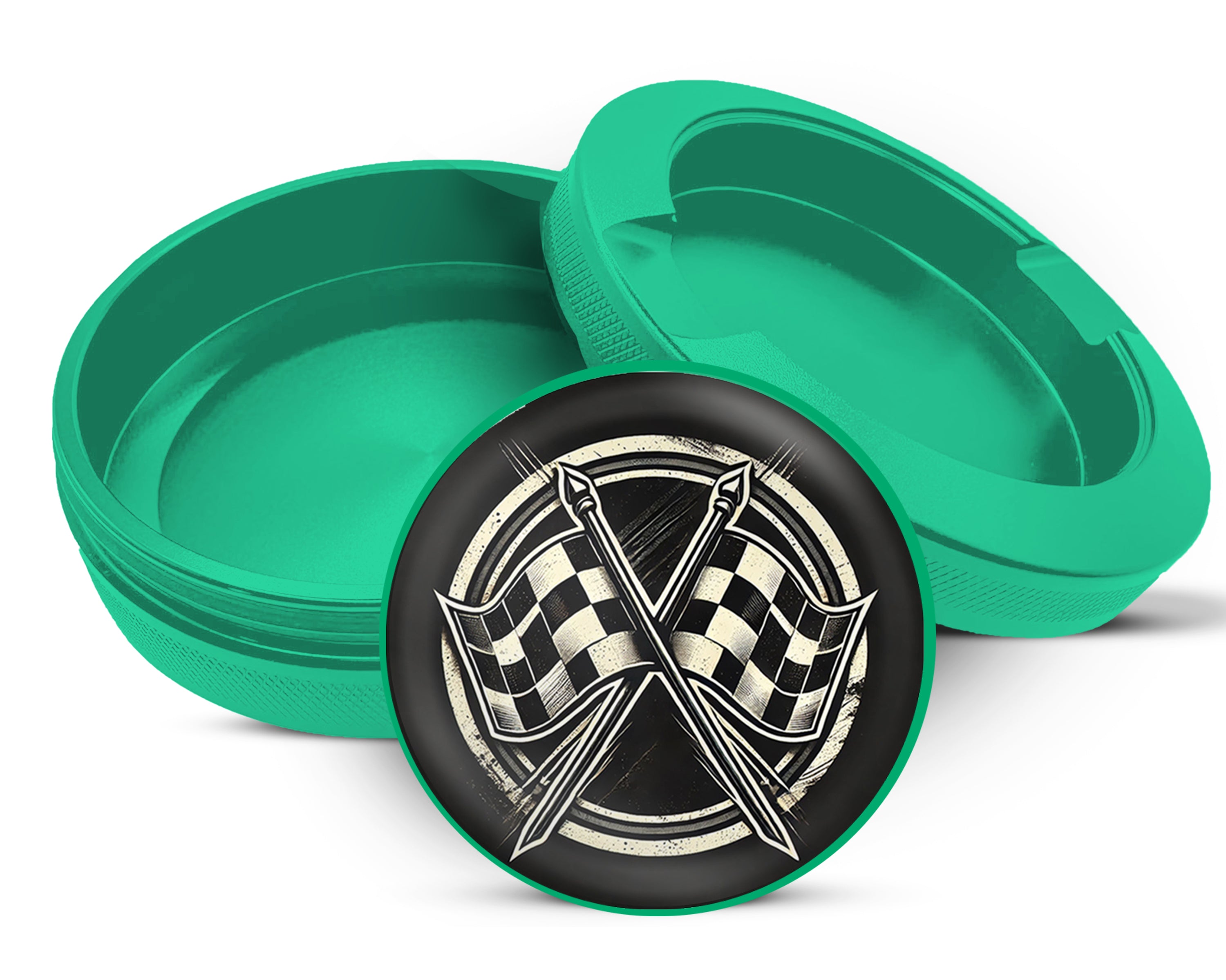 Green Racing Checkered Flag Snus Storage Case