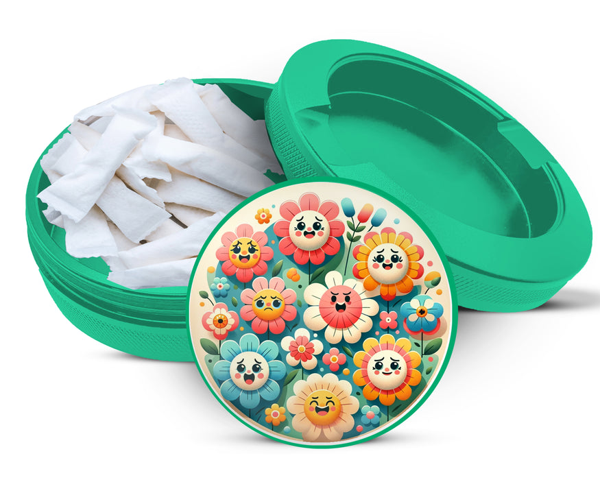Green Happy Flower Power Snus Storage Case