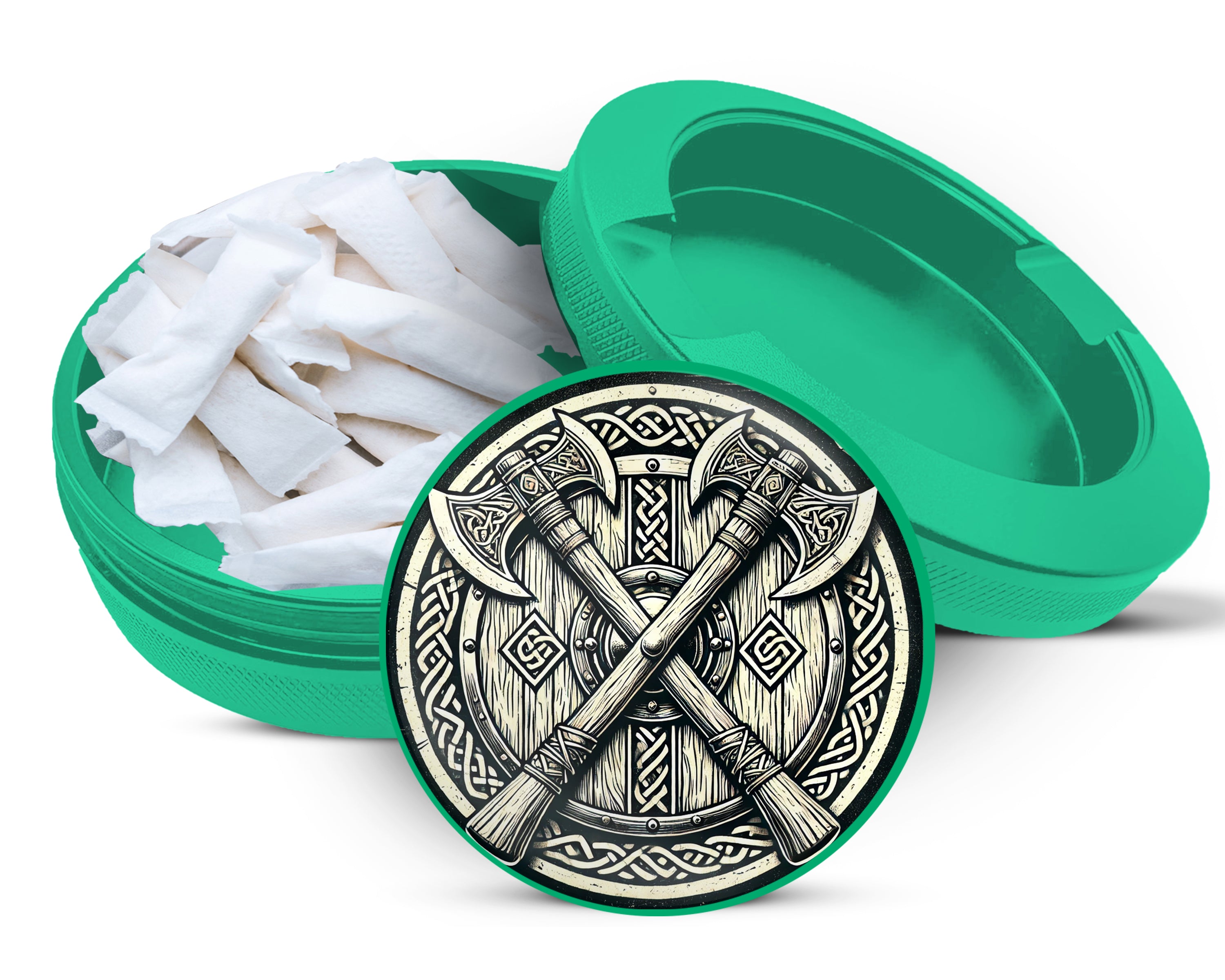 Green Viking Battle Axes Snus Storage Case