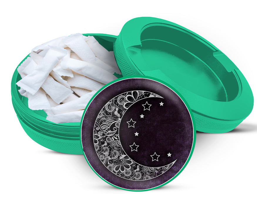Green Purple Crescent Moon and Stars Snus Storage Case