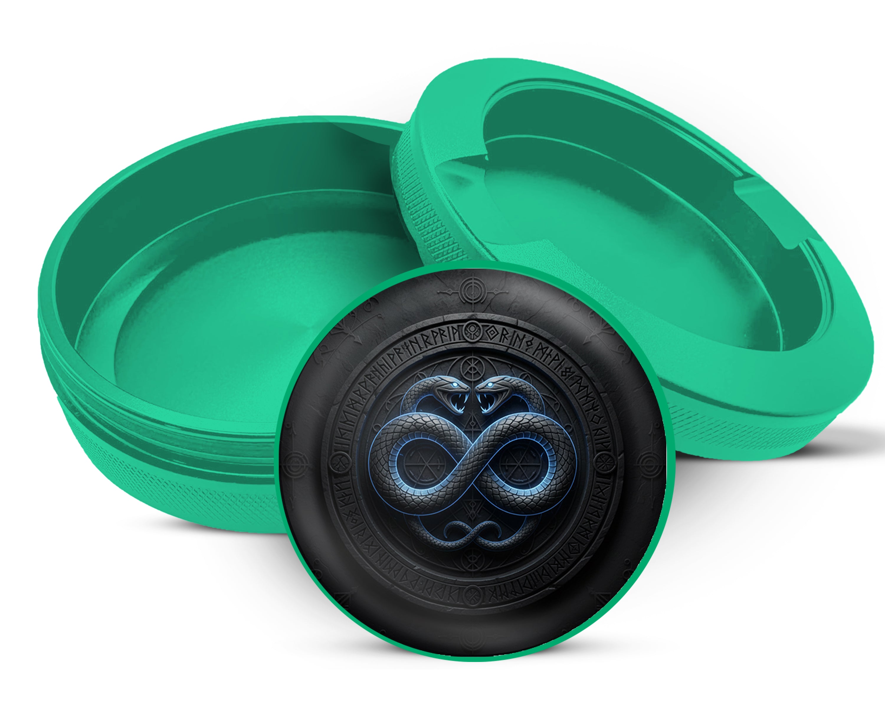 Green Infinity Serpents Rune Circle Snus Storage Case