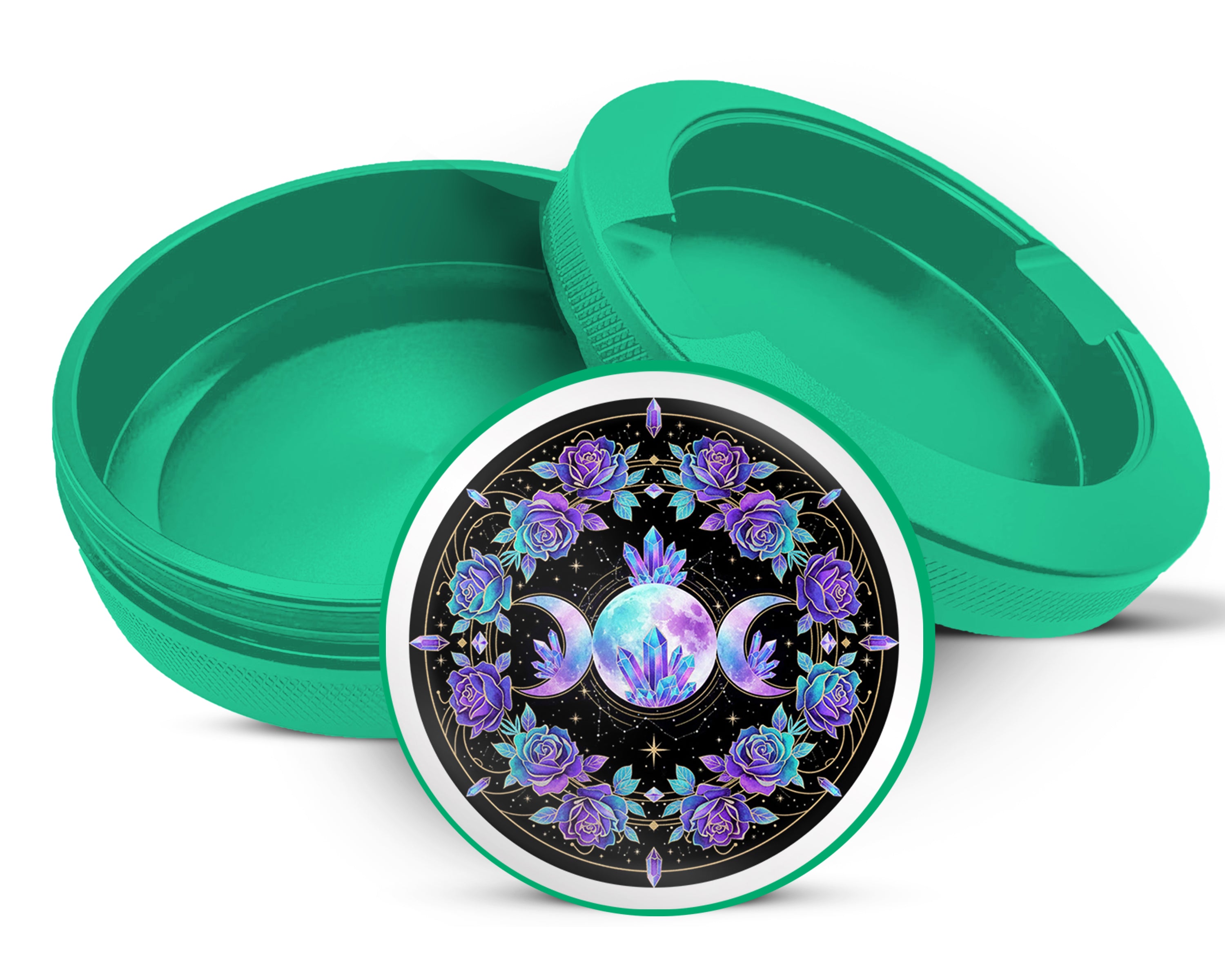 Green Crystal Rose Moon Trinity Snus Storage Case