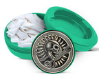 Green Death Metal Skull and Guitar Snus Storage Case