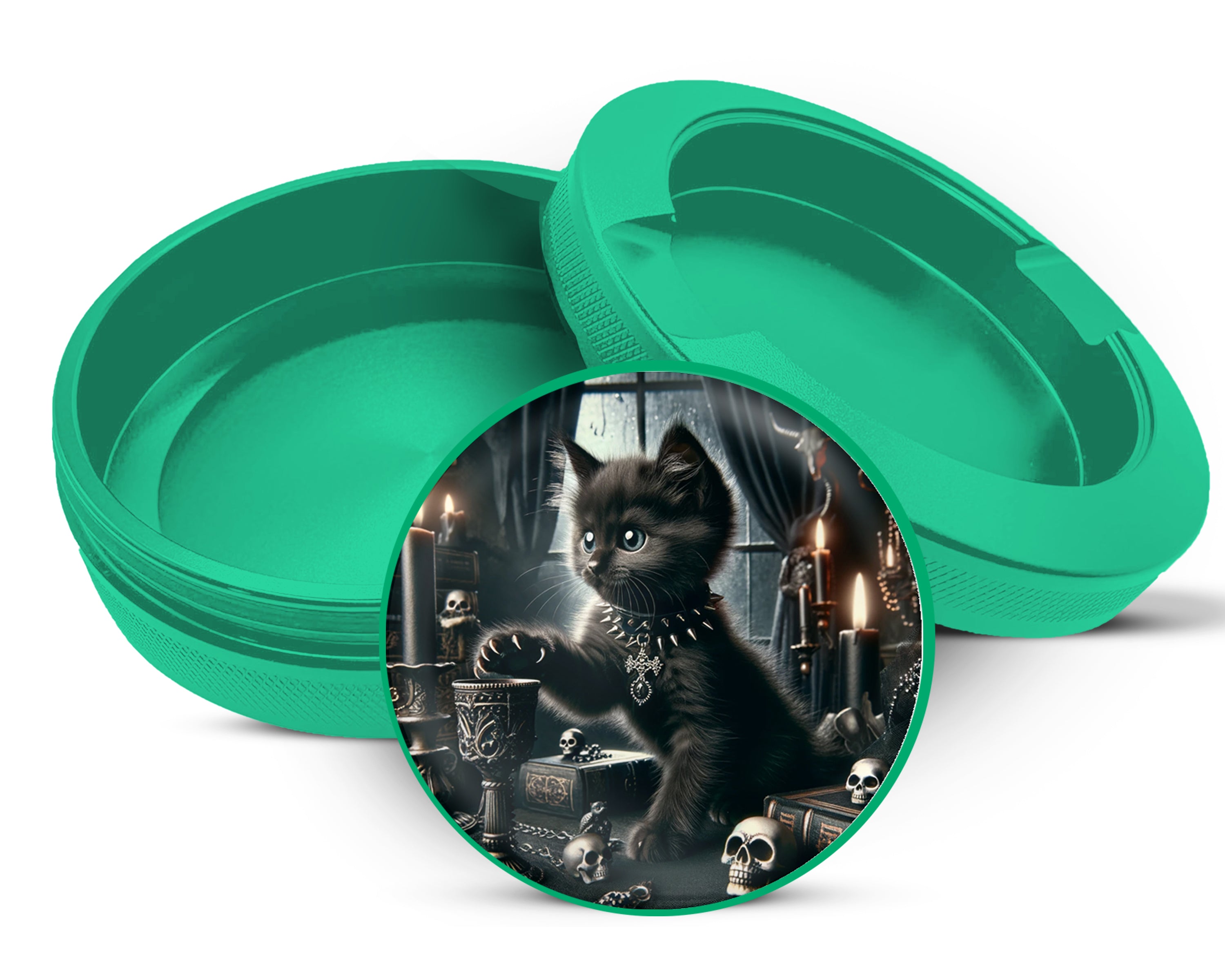 Green Goth Kitten, Whimsigoth Cat Snus Storage Case