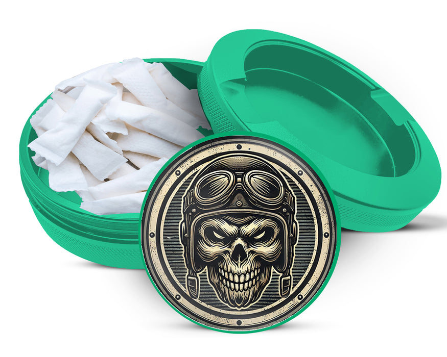Green Biker Skull Snus Storage Case