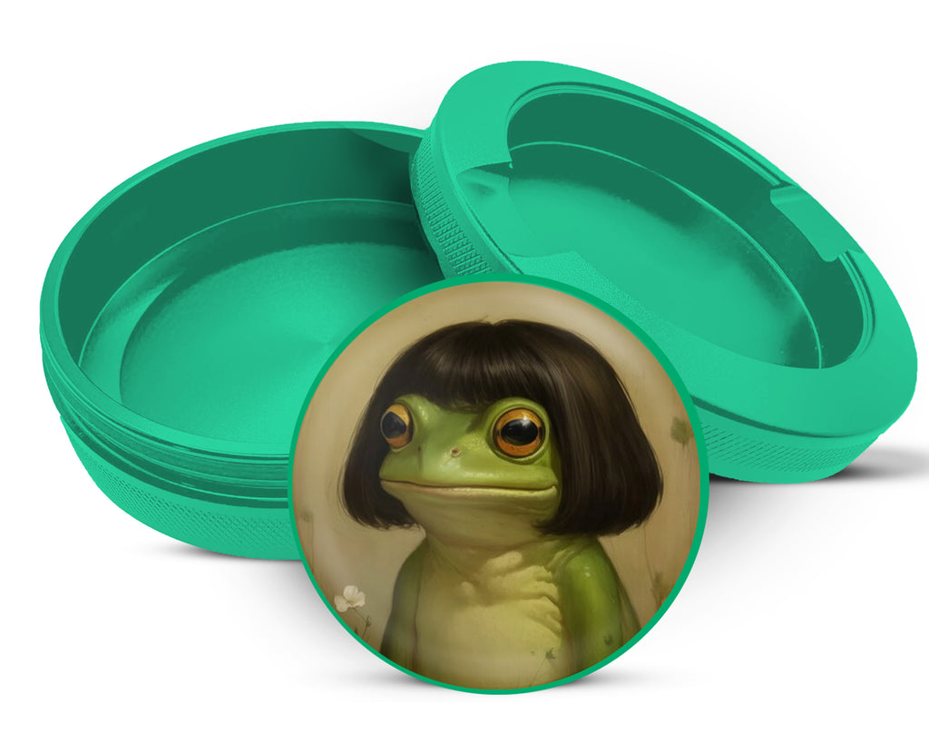 Green Cute Frog with Bob Haircut Meme Snus Storage Case