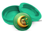 Green Owl Perched On A Golden Moon Snus Storage Case