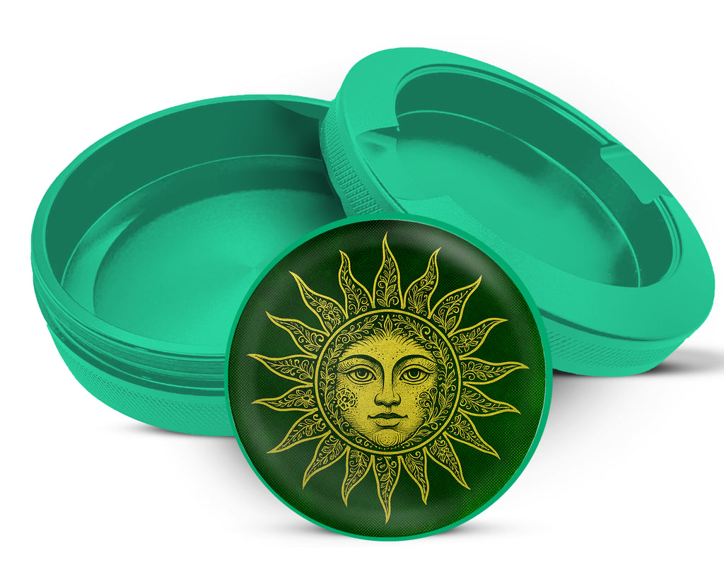 Green Golden Intricate Sun Snus Storage Case
