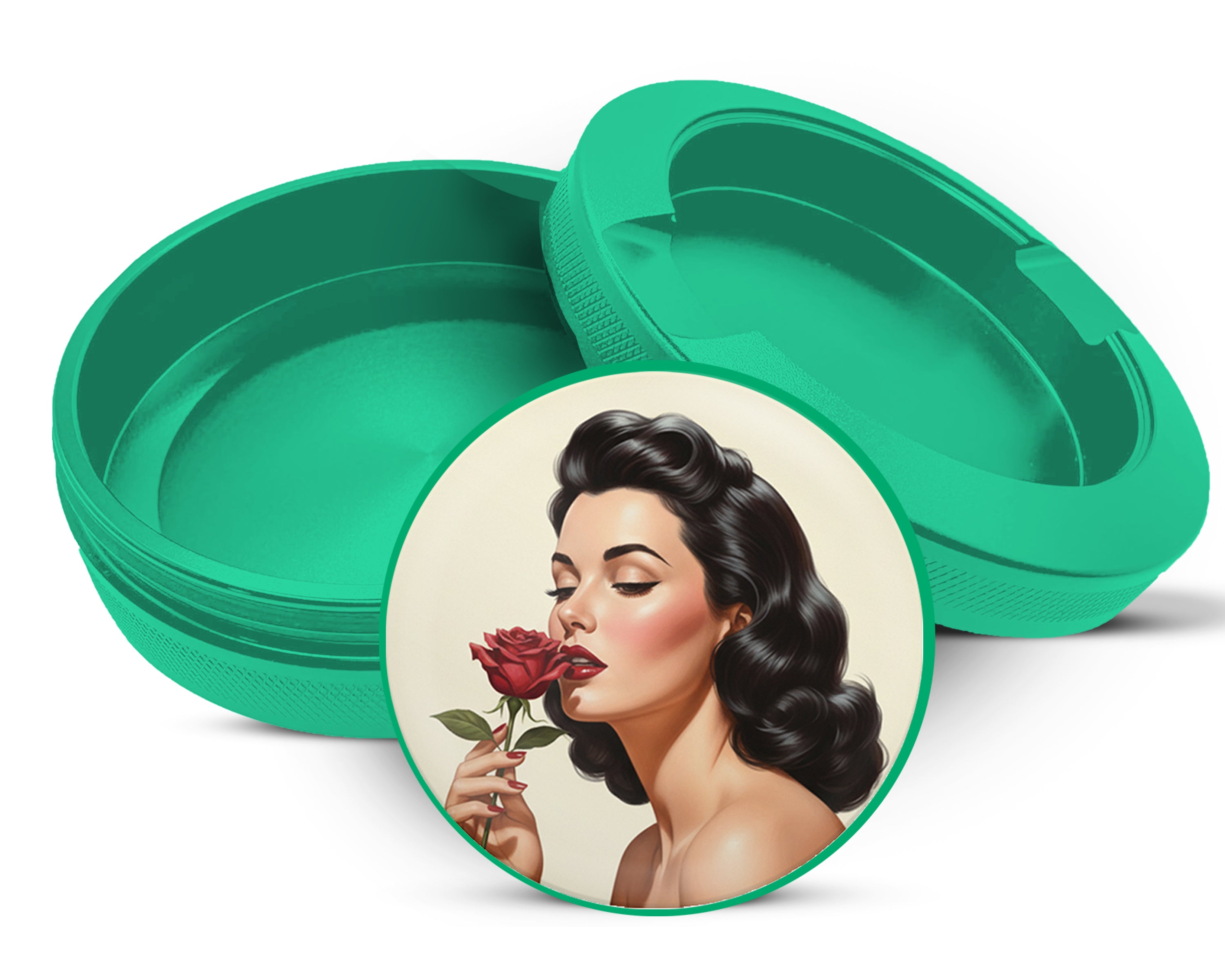 Green Romantic Retro Rose Beauty Snus Storage Case