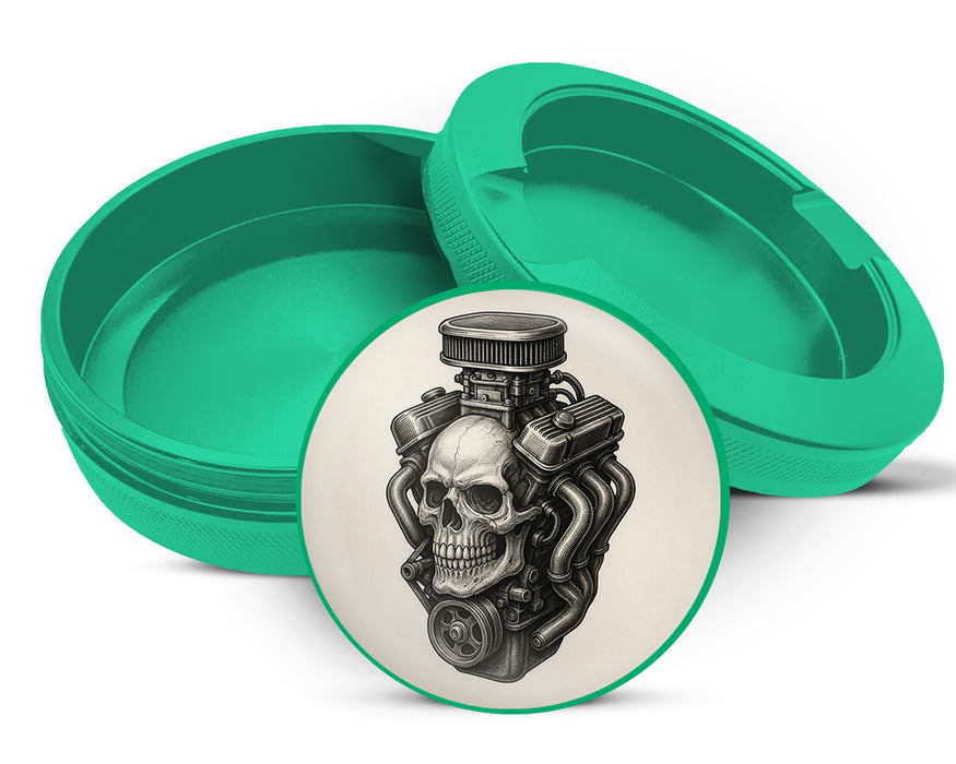 Green Skull Engine Mashup for Mechanics and Gearheads Snus Storage Case