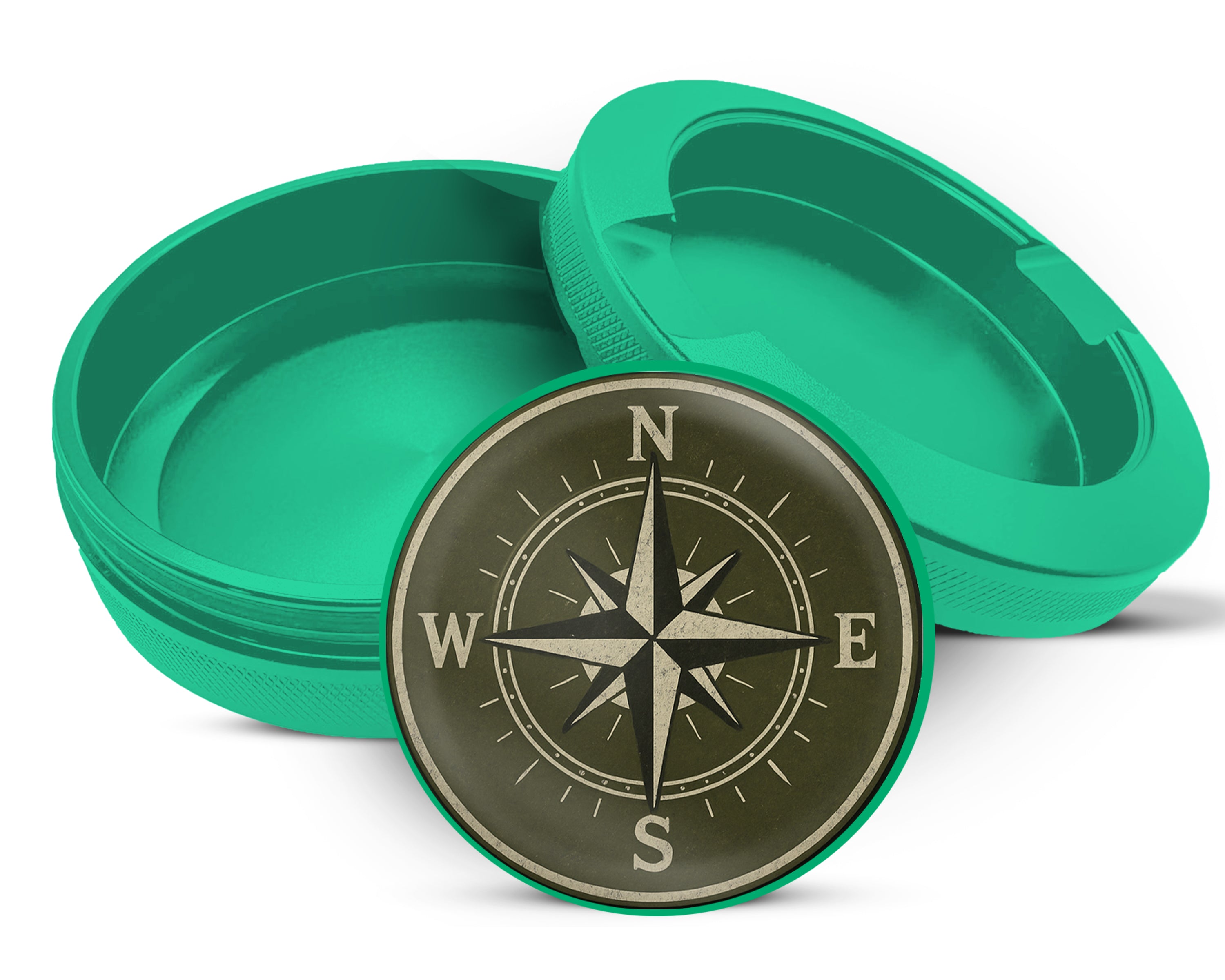 Green Vintage Compass Snus Storage Case