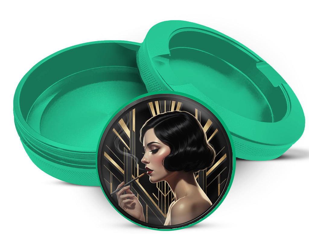 Green Glamorous Art Deco Flapper Snus Storage Case
