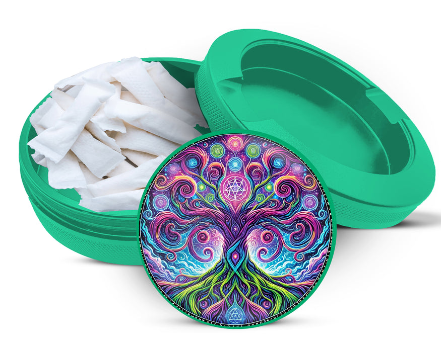 Green Psychedelic Yggdrasil, Old Norse Tree Of Life Snus Storage Case