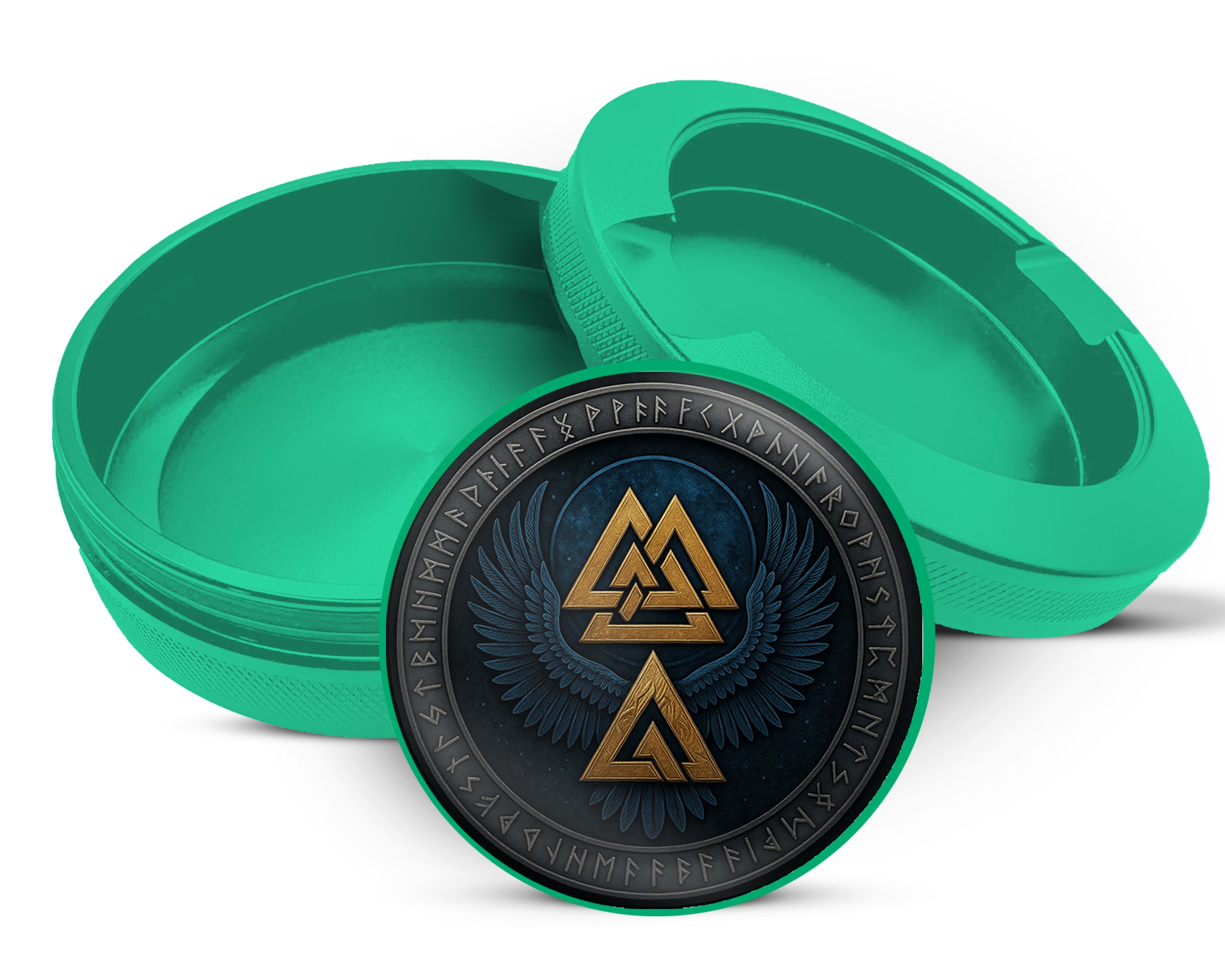 Green Valknut Wings Norse Emblem Snus Storage Case