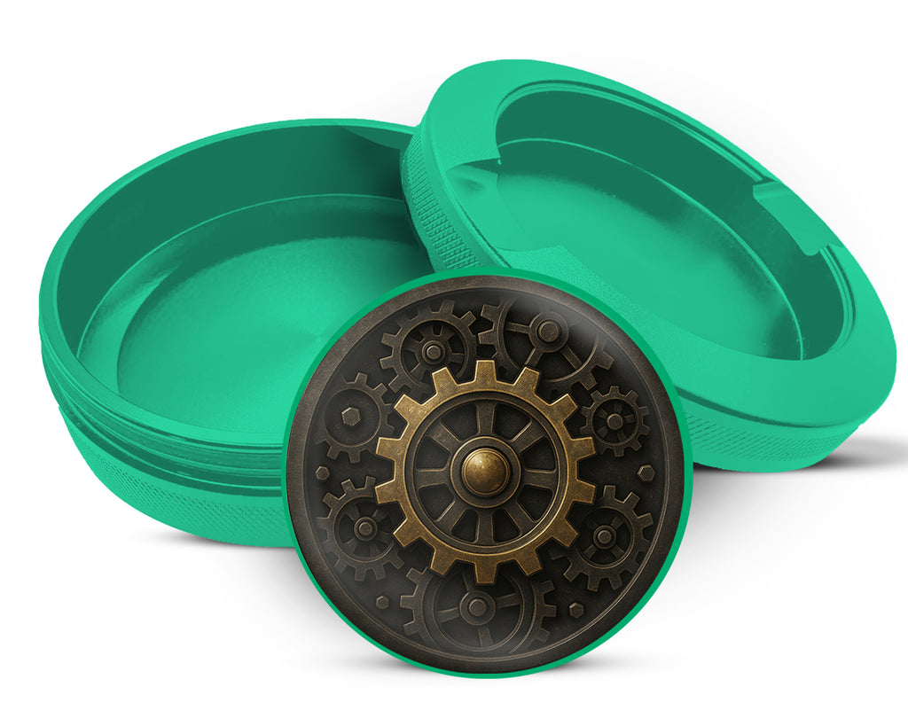 Green Steampunk Gear Clockwork Circle Art Snus Storage Case