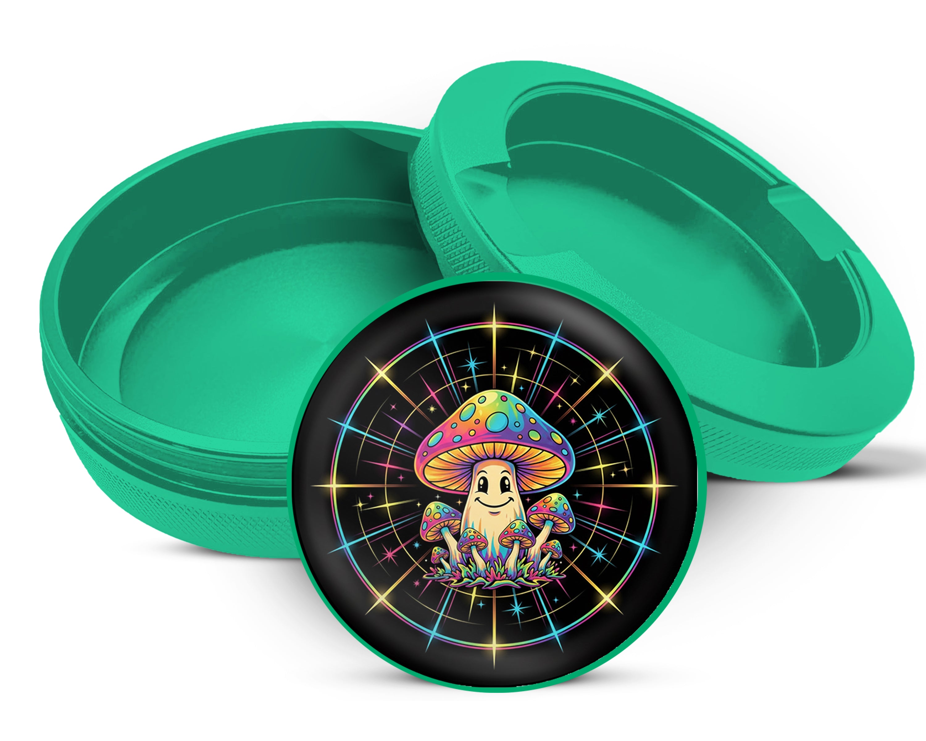 Green Trippy Rainbow Mushroom Crew Snus Storage Case