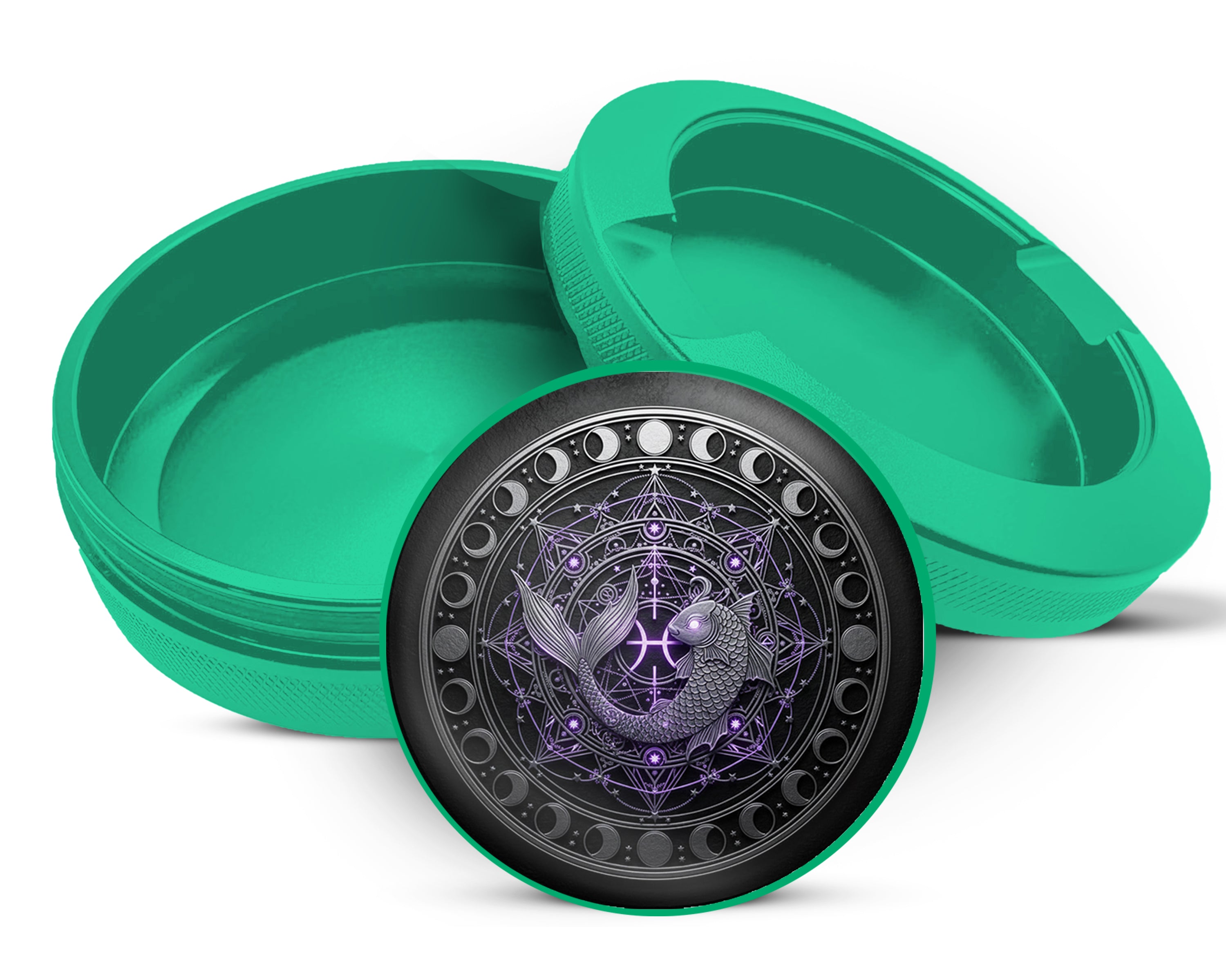 Green Mystic Pisces Moon Mandala Snus Storage Case