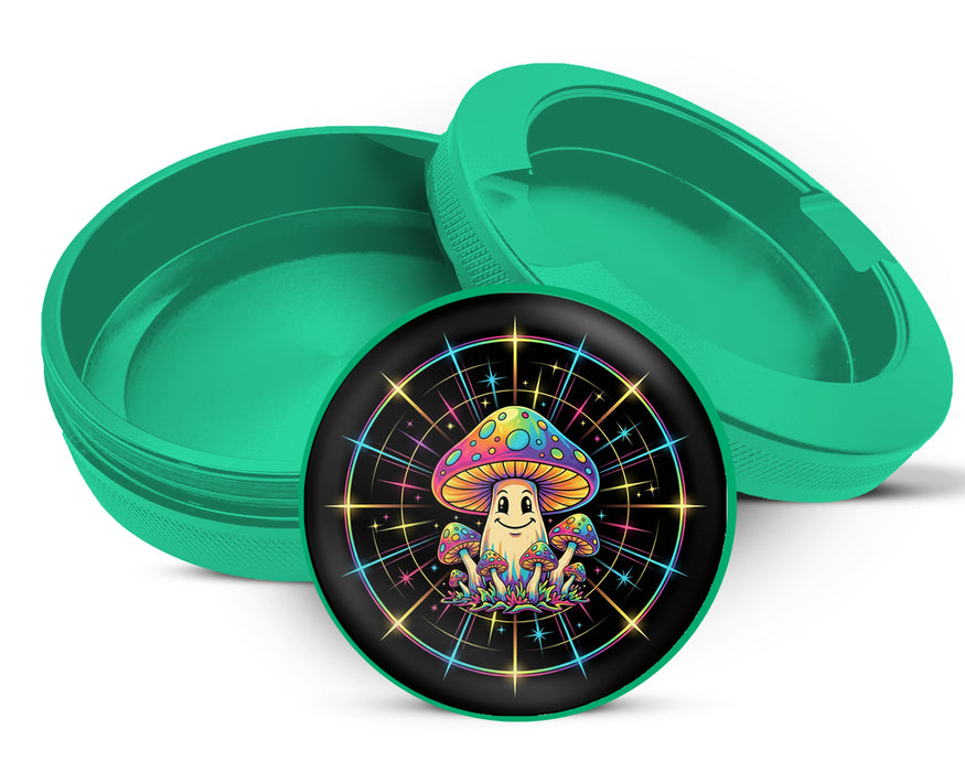 Green Trippy Rainbow Mushroom Crew Zyn Storage Case