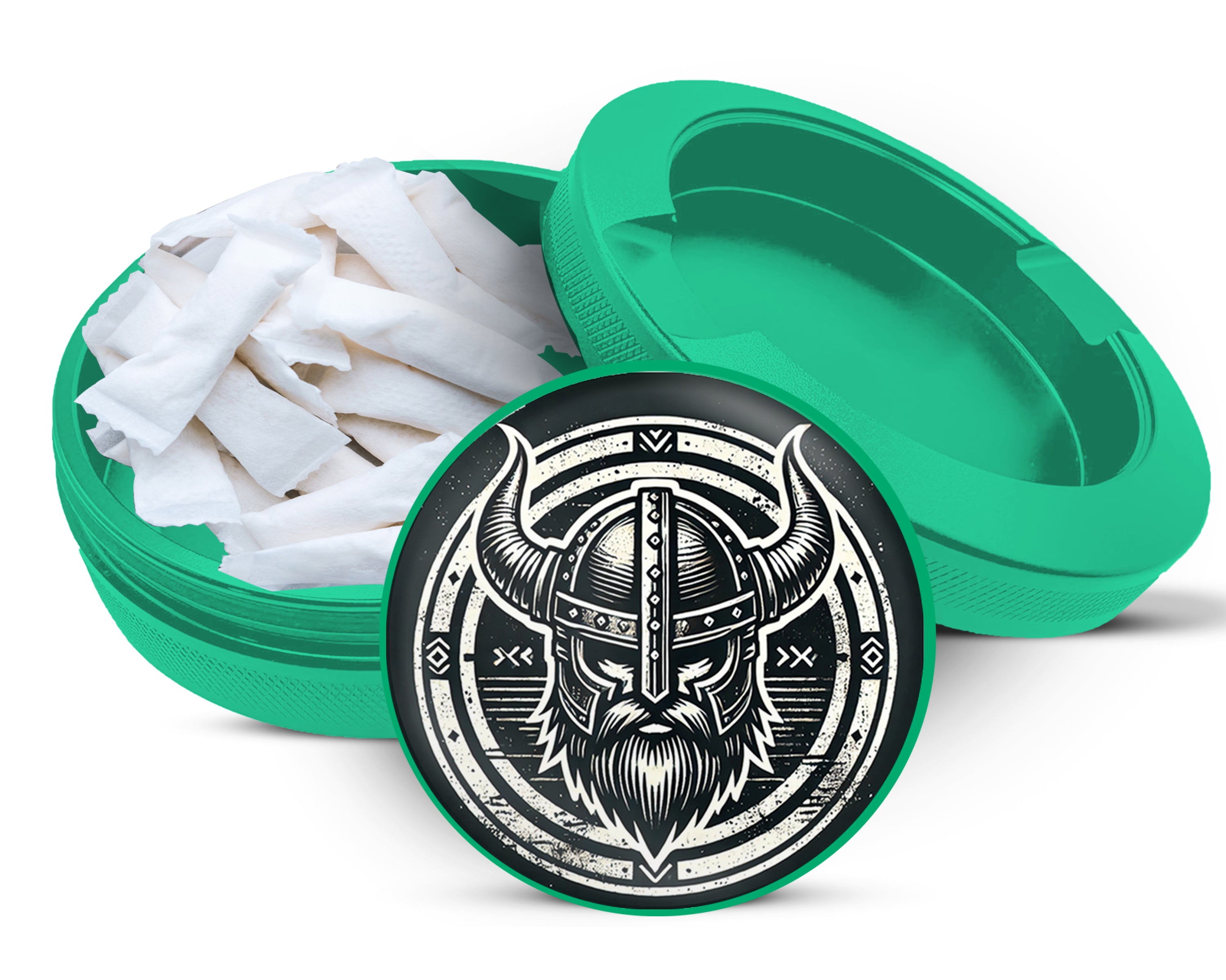 Green Viking Warrior Helmet Snus Storage Case