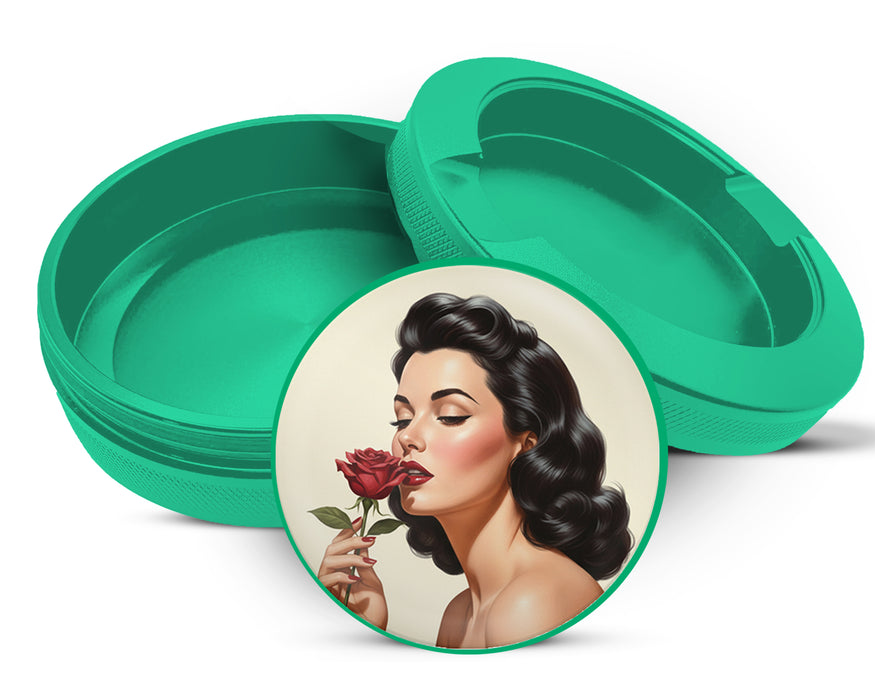 Green Romantic Retro Rose Beauty Snus Storage Case